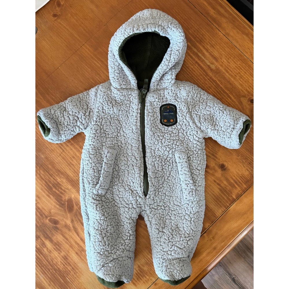 Weatherproof Baby Sherpa Fleece Bunting Snowsuit Hooded Gray 3–6 Months